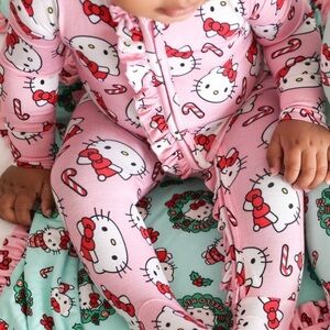 Posh Peanut Hello Kitty Candy Cane Footie Ruffled Sleeper 0-3M